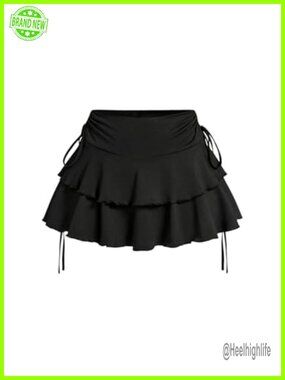 Y2K Mini Ruffle Skort with Shorts A-Line Low Rise Cute Coquette